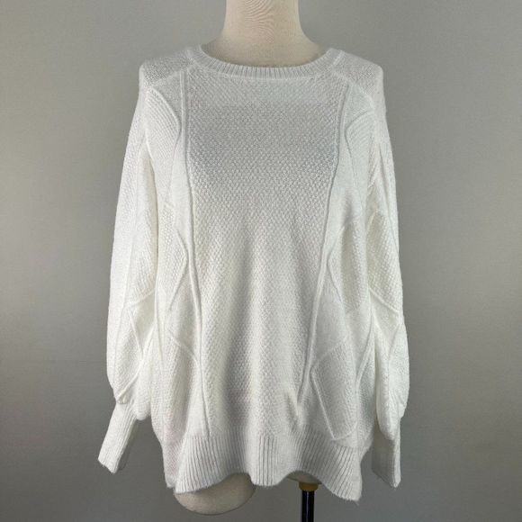 NWT SWEET ROMEO White Crew‎ Neck Sweater with Geometrical Design (M) - Picture 2 of 6